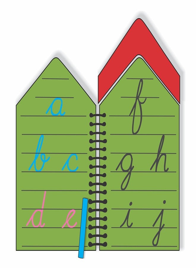 The Funny Mind Hut Shape Wooden A to Z Small Cursive Letters Reusable Chalk Book for Preschool, Early Learners, and Montessori Kids, Tracing Slate, Cursive Writing Practice Book for Beginners - Image 3